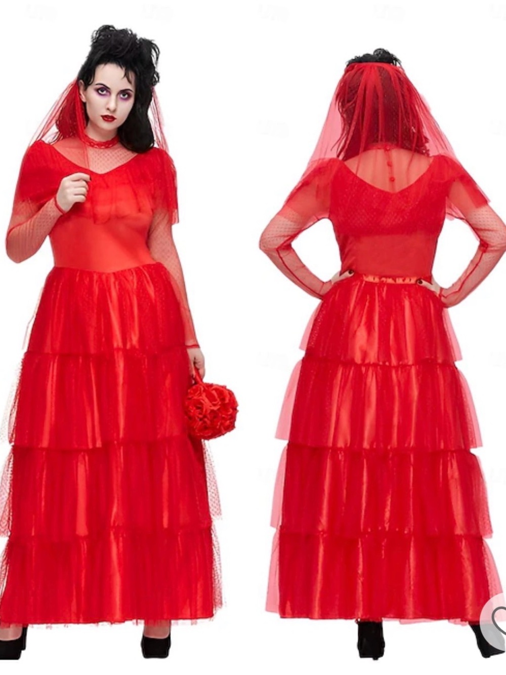 Beetlejuice Lydia Adult Red Wedding Dress Costume
